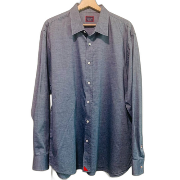 Untuckit Chambray Blue Textured long sleeve button front shirt size xxlarge - Picture 1 of 7